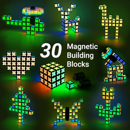 TOSY Magnet Cube 3x3 - 240 Magnets, 30 Blocks, 7in1 Toy: Puzzle Cube Game, Creative Building Blocks, Transformable Fidget Spinner, Infinity Cube, Magnet Tiles, UV Flashlight, Glowing STEM/STEAM Toy - color: Cube 3x3x3