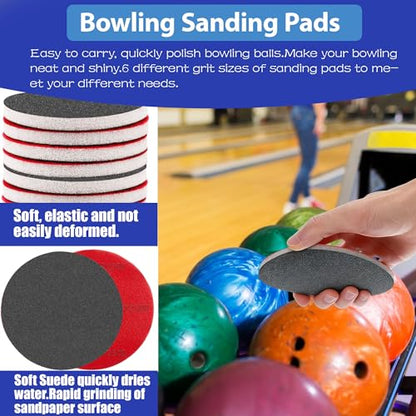 12 PCS Bowling Ball Sanding Pads, Bowling Sanding Pads Polishing Cleaning Kit, Bowling Ball Polish Pad 400, 500~600, 800~1000, 1200~1500, 2000, 2500, 3000, 5000