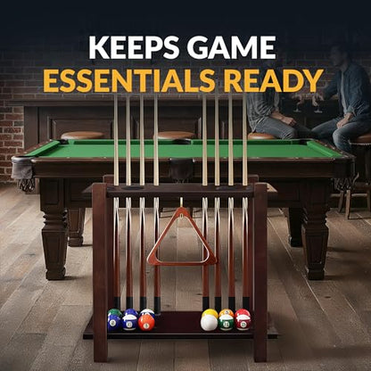 Hathaway Classic Floor Billiard Pool Cue Rack - color: Mahogany
