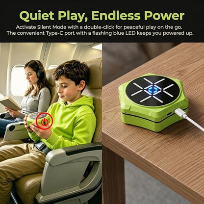 5-in-1 Electronic Tic Tac Toe Game for Kids - Rechargeable & Silent | Handheld Brain Teaser with Physical Board & Storage, Screen Free Travel Game for Car Ride Airplane, Gift for Teens Adults