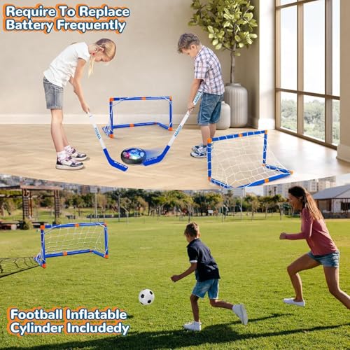 Nazano 4-in-1 Hover Soccer Ball Set, Rechargable Air Floating Soccer Toy with LED Lights, Indoor & Outdoor Kids Sports Toys, Christmas Birthday Gifts for Boys Girls Aged 3 4 5 6 7 8-12 - size: 4-IN-1 HOCKEY SOCCER BALL SET