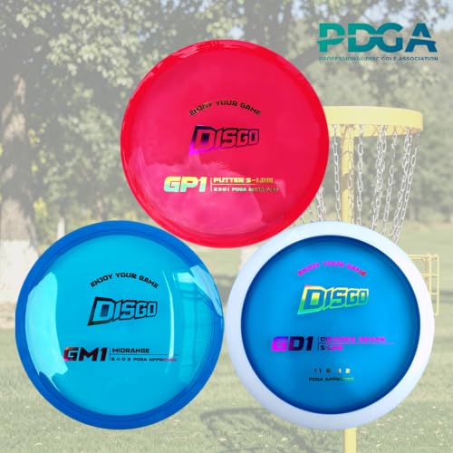 DISGO Disc Golf Disc Set- 170-178g Glow-in-The-Dark Disc | Putter, Midrange, and Driver | Professional Golf Discs for Outdoor Games & Competition PDGA Approved - color: CR SET