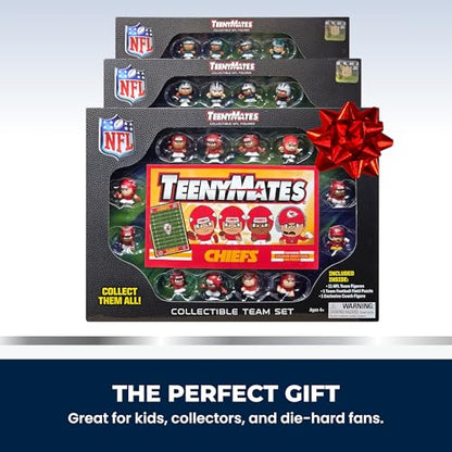 Party Animal TeenyMates NFL Football Action Figures Gift Set | Includes football field puzzle,11 officially licensed 1" player figures & coach; Football toy for kids & fans