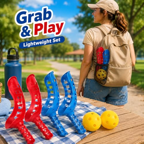Toddmomy Sports Scoop Balls Set for Kids Outdoor Toss and Catch Game with 2 Pairs of Rackets and Balls Interactive Family Toy for Physical Activity and Motor Skills Development