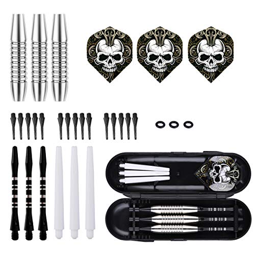 Darts Plastic Tip Set - 18g 21g Colorful Rainbow Soft Tip Darts 50 Anti-Loose O-Rings 6 Shaft (Aluminum/Nylon 45mm) 6 Durable Flights Extra 50 Soft Tips Electronic Dartboard - color: Black-DARTB