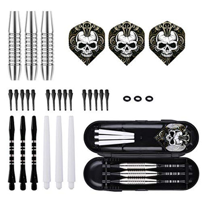 Darts Plastic Tip Set - 18g 21g Colorful Rainbow Soft Tip Darts 50 Anti-Loose O-Rings 6 Shaft (Aluminum/Nylon 45mm) 6 Durable Flights Extra 50 Soft Tips Electronic Dartboard - color: Black-DARTB