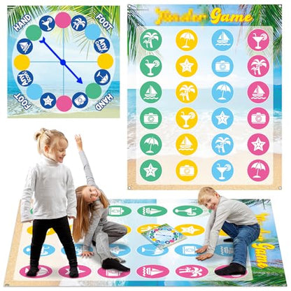 Giant Floor Games - Summer Beach Pose Balance Game, Hawaiian Tropical Party Game, Indoor Outdoor Interactive Game For Adults - Promotes Physical Activity, Family Board Game Mat for Home Lawn Yard