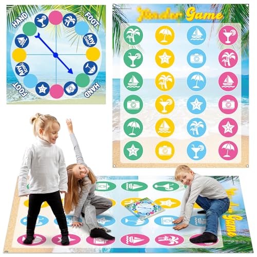 Giant Floor Games - Summer Beach Pose Balance Game, Hawaiian Tropical Party Game, Indoor Outdoor Interactive Game For Adults - Promotes Physical Activity, Family Board Game Mat for Home Lawn Yard