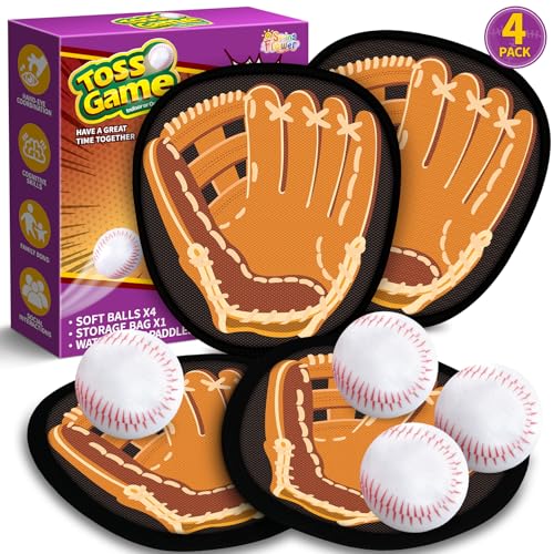 SpringFlower Catch and Toss Game, Outdoor Sport Game Toy for Toddlers Kids, Stick Ball Catch Set Toy Gifts for Boys & Girls,Kids Baseball Beach Outdoor Indoor Pool Game - style: Brown