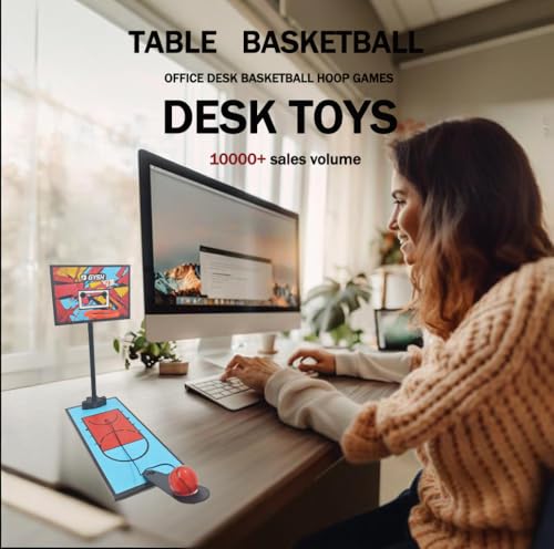 Desk Basketball Hoop,Office Mini Basketball Games,Desktop Toys,It is an Ideal Gift for Basketballer and Men's Lovers (Desk Basketball) - color: BLUE/RED