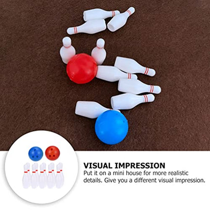 Zerodeko 2sets Miniature Bowling Model of Bowling for Dollhouse Decoration for Crafts Kindergarten Projects and Mini House Accessories