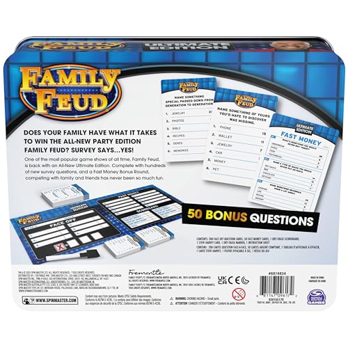 Spin Master Games, Family Feud: Ultimate Edition, Includes Tin Storage Box & 50 Bonus Questions, Friendly Competition Game, Family Game Night, 3+ Players, for Ages 8 & Up - style: Solid Wood Cribbage