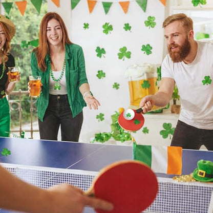 Soulchen 24 Pcs Table Tennis Balls Plastic Novelty Table Tennis Stress Props 40 mm for Party Playing Beach Decor Beer Game Party Favors - style: St Patricks Day