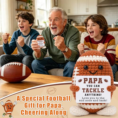 Fathers Day Grandpa Gifts for Papa, Papa Birthday Gifts from Grandkids, Grandpa Grandfather Best Cute Small Gift from Granddaughter Grandson, Funny Unique Handmade Crochet Football Grandfather Present - style: papa