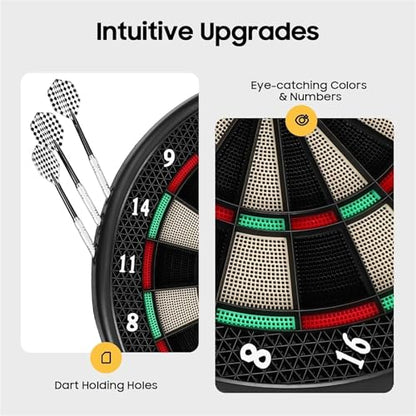 Electronic Soft Tip Dart Board Set with Colorful Led Digital Electric Dartboard Includes 6 Darts Power Adapter for Adults, Home & Bar