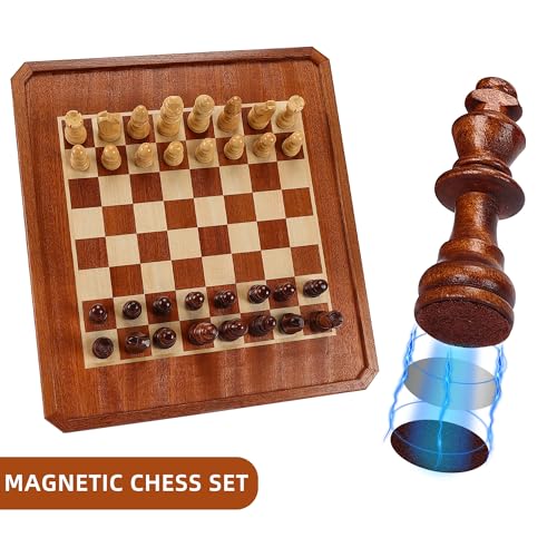 Offelec 2 in 1 Magnetic Chess Set & 72 Marbles Chinese Checkers Board Game Set, 12" Wooden Board Game with Storage Drawer, Portable Travel Board Games for Adults, Kids and Beginners - color: 2 in 1 Magnetic Chess & Chinese Checkers
