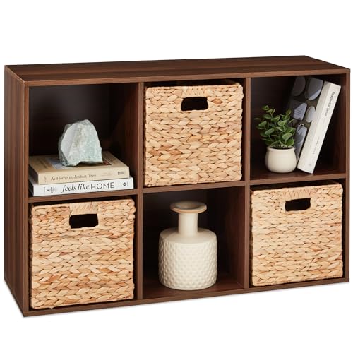 Best Choice Products 6-Cube Storage Organizer, 11in Shelf Opening, Bookcase, Display Shelf, Customizable w/ 3 Removable Back Panels – Walnut - color: Walnut, size: 6-Cube, 11in Shelf Opening, No Legs