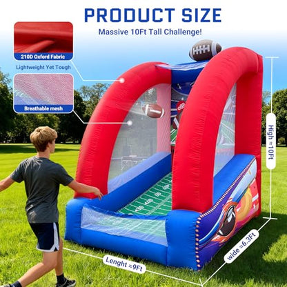 OZIS Inflatable Carnival Games with 2 Balls - Football Toss Throwing Target with Built-in Blower, Easy Setup for Indoor/Outdoor Commercial, Birthday Parties, and Lawn Interactive Game - size: Single Target