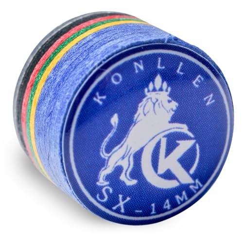 KONLLEN Pool Cue Tips 9 Layers Rainbow Billiards Tip (Hardness SX/SS/S/M/MH/H) (Size 11mm/14mm) Pool Cue Tip with Transparent Gasket Billiards Cue Accessories - color: SX-Blue 1pcs, size: 14mm