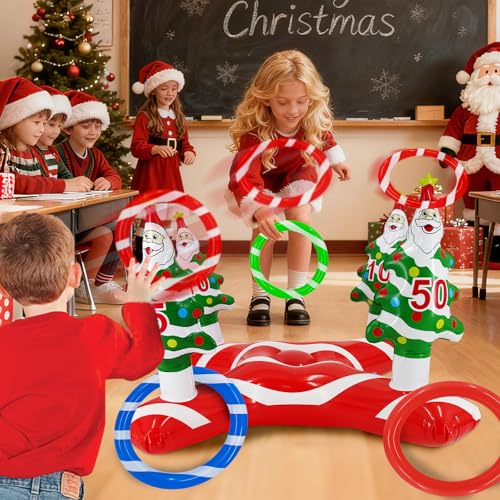 3 Pack Easter Inflatable Easter Games Set, 18 Pieces Inflatable Reindeer Antler Ring Toss Party Game for Kids Adults Family, Indoor Outdoor Ring Toss Toys Gifts Easter Party Favors Carnival Games - style: style 1