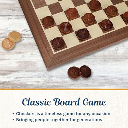 WE Games Old School Wooden Checkers Set Walnut and Natural Stain – 12 Inch Classic Board Game for Strategy Play, Gatherings, and Game Nights