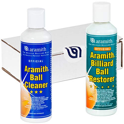 Aramith Bundle of 2 Items Billiard Ball Cleaner & Aramith Billiard Ball Restorer 8.4 fl.oz. Bottles