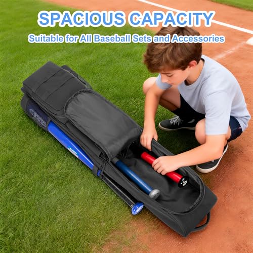DSLEAF Baseball Bat Bag Holds up to 6 Bats, Large Capacity Softball Bat Bag with Back Fence Hook and Adjuastbale Shoulder Straps for Men and Women