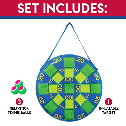 Franklin Sports Kids Dart Board - Inflatable Dart Ball Game with 3 Tennis Ball Self-Stick Darts - 20 X 20