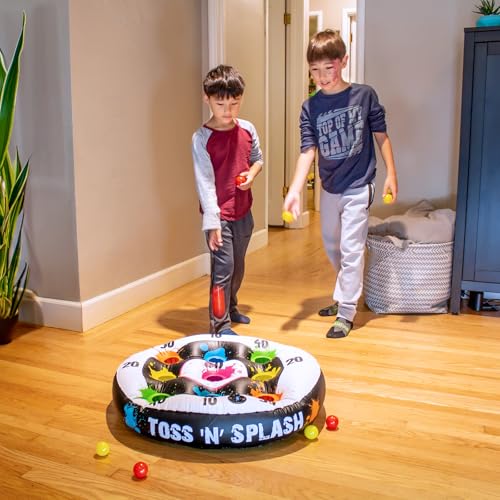 Poolmaster Toss ‘N’ Splash Inflatable Pool Game, Floating Pool Toss Game Set with Balls and Scoring Targets, Pool Party Game for Kids, Teens and Adults, Water and Lawn Play
