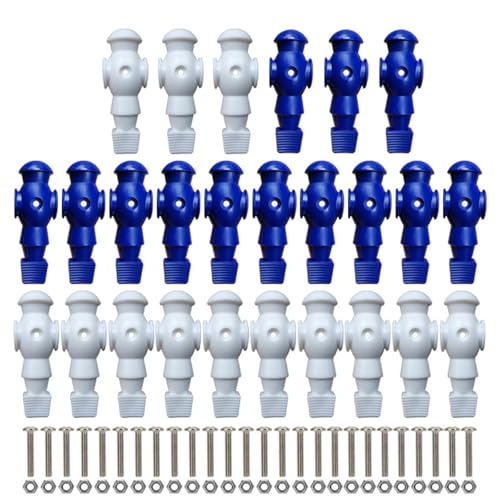 26Pcs Table Foosball Men Replacement Football Men Soccer Games Player Figure 107mm Height 16mm Side Hole Foosball Player - color: blue and white, size: With screws