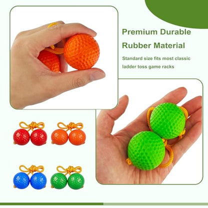 12 Pack Ladder Toss Balls Ladder Ball Replacement Balls with Storage Bag for Toss Match (Red Blue Orange Green)