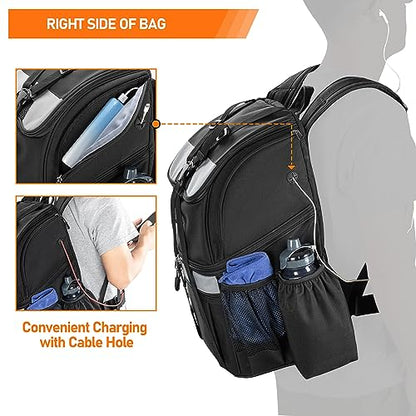 Goburos Bowling Backpack with Inner Tote Bag, Ball Bag with Wooden Holder and Shoe Compartment, Fits US Mens Size 16 Shoes, Black