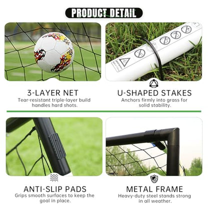 Heavy Duty Soccer Goal 2.6x3|4x6|6x8|6.5x10|6.5x12FT, All-Weather Steel Frame Tool-Free Quick Assembly Football Training Goal, Multi-Size Backyard & Match Equipment with Ground Stakes - size: S | 76x91cm