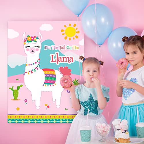 WERNNSAI Pin The Tail on The Llama Party Games - Llama Theme Birthday Supplies for Kids Girls 21" x 28" Poster 24 Pcs Tails Alpaca Party Decorations - style: Llama