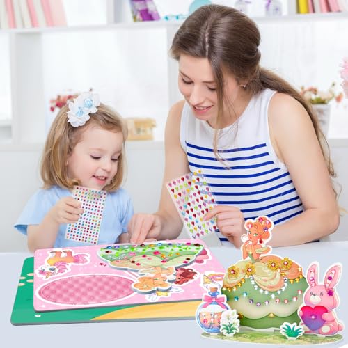 Stickers for Kids, Gem Stickers Kit, Travel Toys for Girls, 600+Sticker, DIY Scrapbooking Activity, 5 Princess Theme Diamond Art Kits for Kids Christmas Birthday Gifts for Girls Ages 3, 4, 5, 6, 7, 8 - style: Gem Stickers Kit