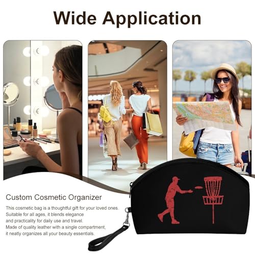 Disc Golf Icon Basket Travel Makeup Bag Cosmetic Toiletry Bags PU Leather Organizer Case