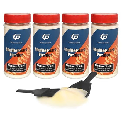 Shuffleboard Sand Wax High/Medium Speed Shuffleboard Powder Set, Shuffleboard Sand with Mini Brush Set - size: 4 Cans Meduim Speed