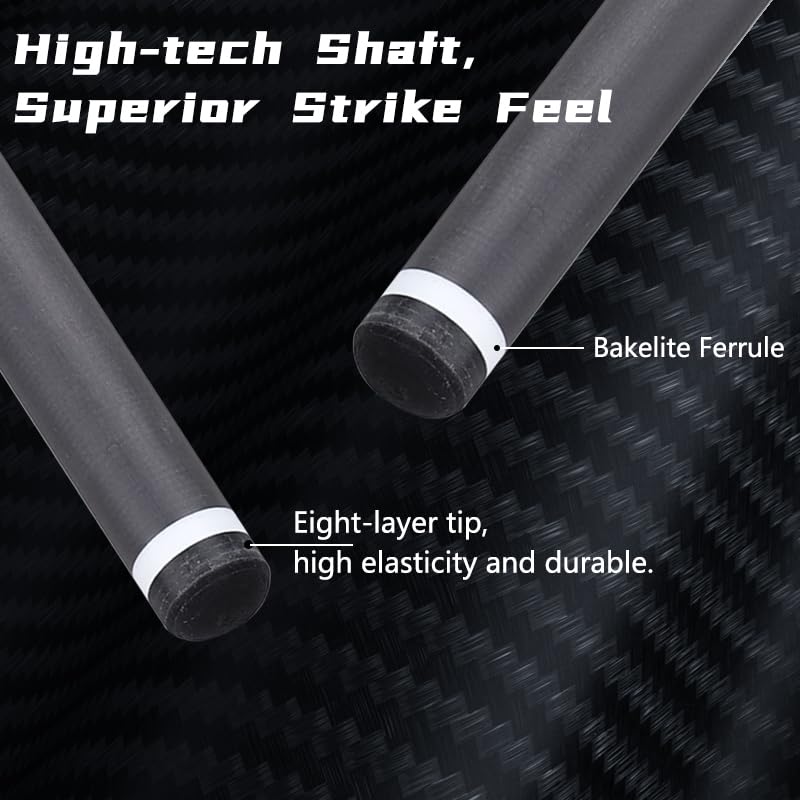 CROWN ME 12.5mm Uni Lock pin Pure Carbon Fiber Shaft for Pool Cue Stick, Pro Carbon cue Shaft only, Lowest Deflection Pool cue Shaft