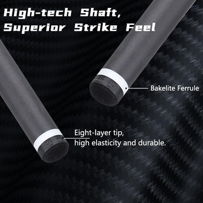 CROWN ME 12.5mm Uni Lock pin Pure Carbon Fiber Shaft for Pool Cue Stick, Pro Carbon cue Shaft only, Lowest Deflection Pool cue Shaft