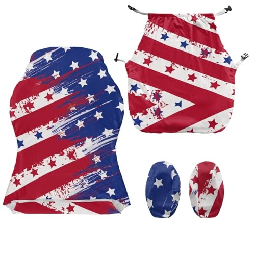 Chair Slipcovers with Armrest Covers & Zipper USA Theme Stars Stripes Motif Four Piece Set Stretchy Computer Chair Cover for Adults Men Boys Durable Comfortable for Long Hours of Use - color: American Flag