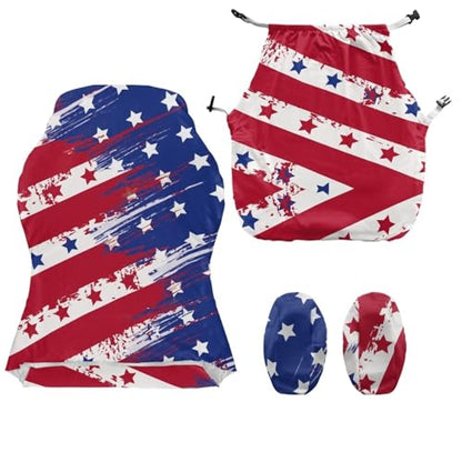 Chair Slipcovers with Armrest Covers & Zipper USA Theme Stars Stripes Motif Four Piece Set Stretchy Computer Chair Cover for Adults Men Boys Durable Comfortable for Long Hours of Use - color: American Flag