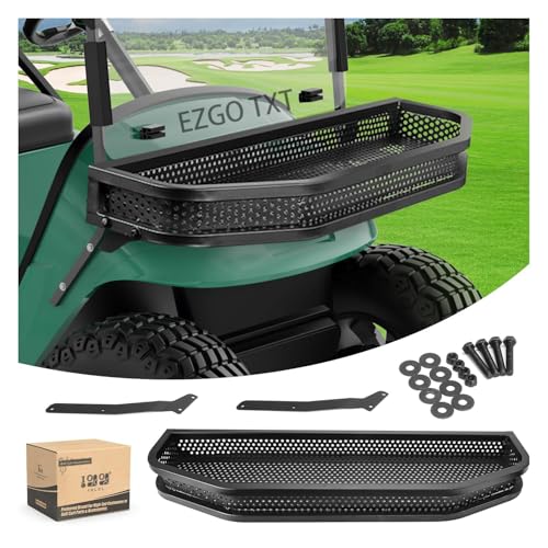 10L0L Golf Cart Front Cargo Basket for EZGO TXT/RXV、Club Car DS/Precedent、Yamaha G22/G29 - Heavy-Duty Steel Mesh Storage Rack, Gas/Electric Compatible - color: EZGO TXT