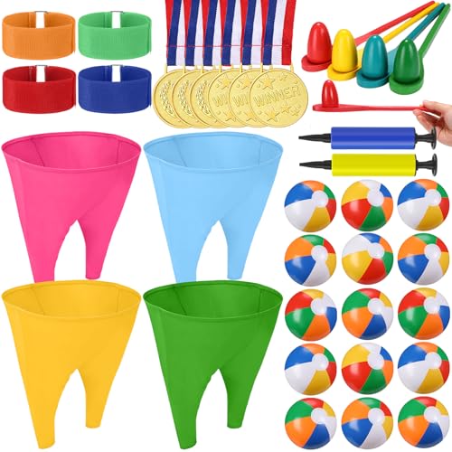 Granny Pants Yard Game Field Day Carnival Outdoor Games Combo Set with Egg Spoon Race 3 Legged Relay Race Bouncy Tossing Ball Adult for Lawn Picnic Family Reunion Team Party - color: Colorful