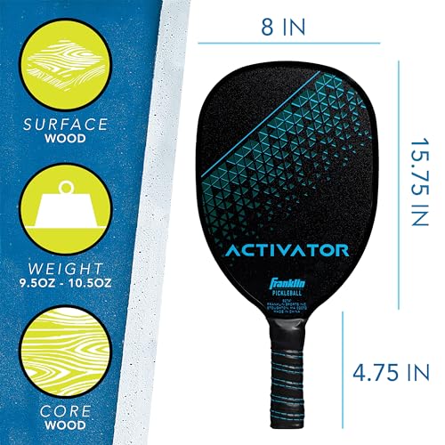 Franklin Sports Pickleball Paddle and Ball Set - Wooden Pickleball Rackets + Balls - Activator - USAPA Approved | Ball Set - style: 4 Player Set - Blue/Green