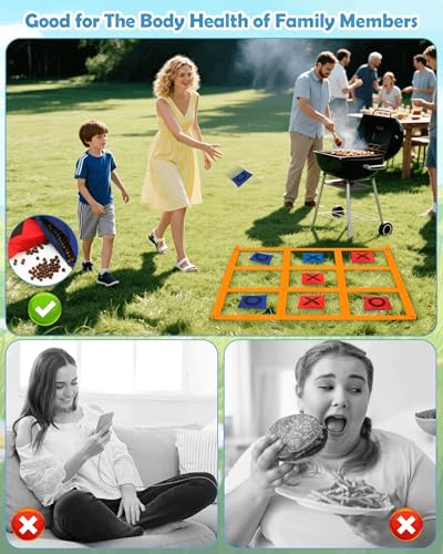 Outdoor Games, Kanosan Giant Tic Tac Toe Bean Bag Toss Games Field Day Birthday Party Family Reunion Carnival Yard Lawn Easter Outside Beach Fun Games - size: TG-32