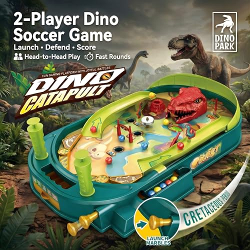 Dino Pinball Machine — Tabletop Arcade Game with Obstacles, Pull-Rod Launcher, Flippers, Dinosaur Targets & Scoring Zones, 1-2 Player Mini Pinball for Kids Ages 3+ - style: Dino Pinball