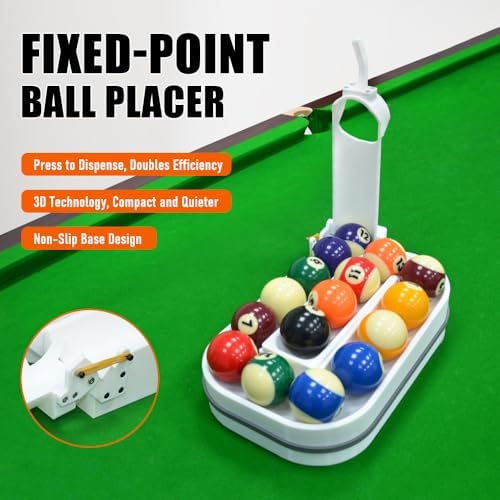Billiards & Snooker Training Rack, 3D Printed Pool Ball Rack with Perfect Alignment, Holds 15 Balls, Portable Practice Tool for Pool Table Accessories, Includes Screwdriver & Rubber Bands - color: White