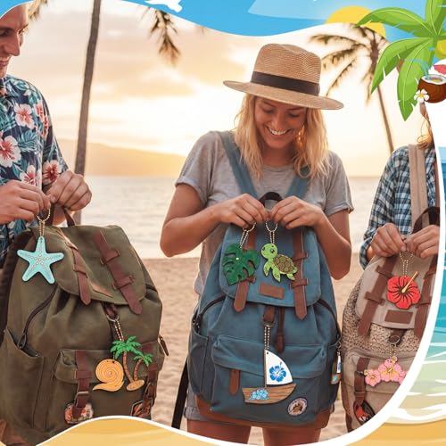 Saypacck 24 Pcs Hawaii Party Favors Wooden Painting Craft Kits Birthday Party Supplies with Organza Bag for Goodie Bags Fillers Adult Thank You Gifts - style: Hawaiian