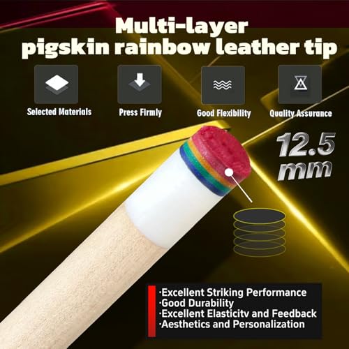 Tai ba cues Pool cue Stick + Hard Case, Multi-Weight System, Multilayer Leather Tip -12.5/11.5mm, 58", Hardwood Canadian Maple Professional Billiard Cue Stick - color: CUE KIT WITH MAPLE SHAFT