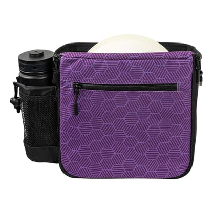 Latitude 64 Slim HEX Shoulder Bag | Lightweight Disc Golf Bag with Putter Pocket | Durable HEX Pattern Nylon Material | Compact Storage for Casual Rounds & Practice | Holds Up to 8 Discs - color: Purple